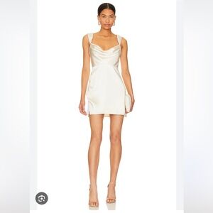 Satin Cowl Neck Mini Dress - Ivory